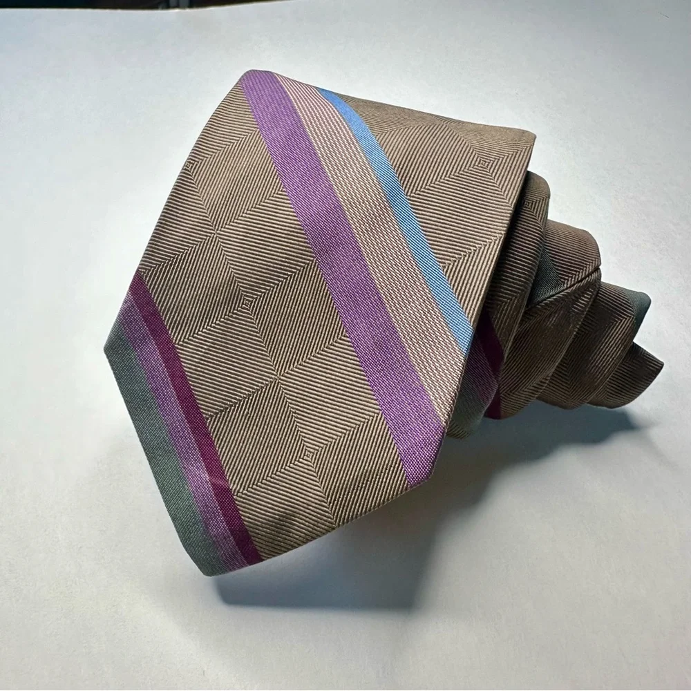 Vtg COLOURS by Alexander Julian Silk Striped Classic Tie